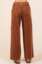 Mittoshop Women's Corduroy Elastic Waist Pants - Comfortable & Stylish
